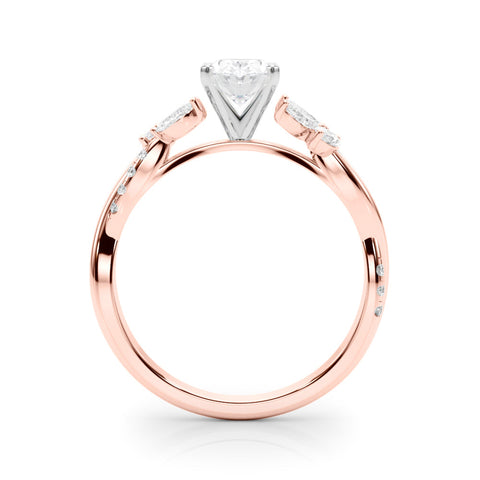 Rose gold Oval Diamond Floral Vine Solitaire Engagement Ring
