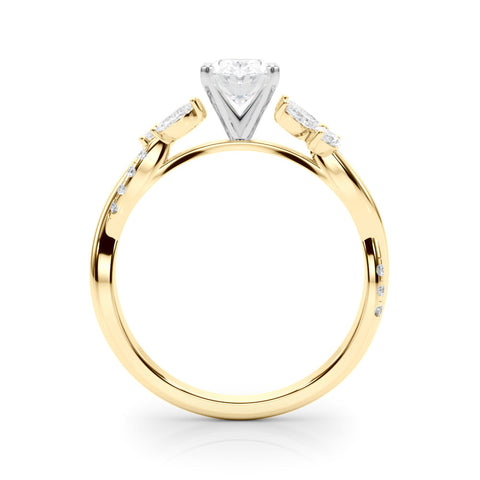 Yellow gold Oval Diamond Floral Vine Solitaire Engagement Ring