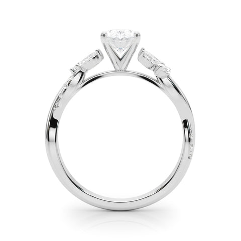 Platinum Oval Diamond Floral Vine Solitaire Engagement Ring