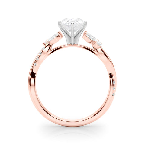 Rose gold Pear Diamond Floral Vine Solitaire Engagement Ring