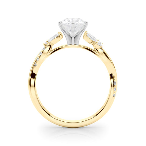 Yellow gold Pear Diamond Floral Vine Solitaire Engagement Ring