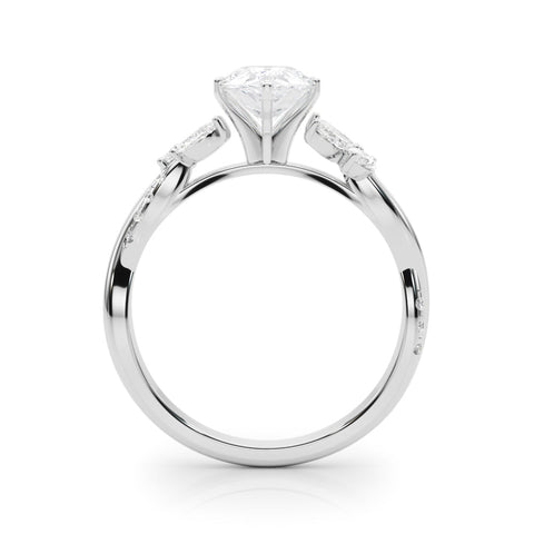 Platinum Pear Diamond Floral Vine Solitaire Engagement Ring