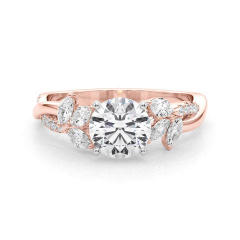 Rose gold Round Diamond Floral Vine Solitaire Engagement Ring