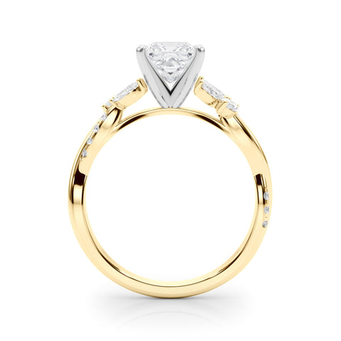 Yellow gold Princess Diamond Floral Vine Solitaire Engagement Ring