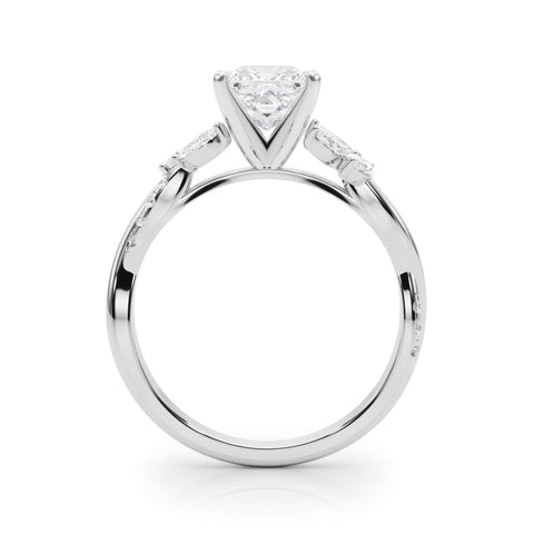 Platinum Princess Diamond Floral Vine Solitaire Engagement Ring