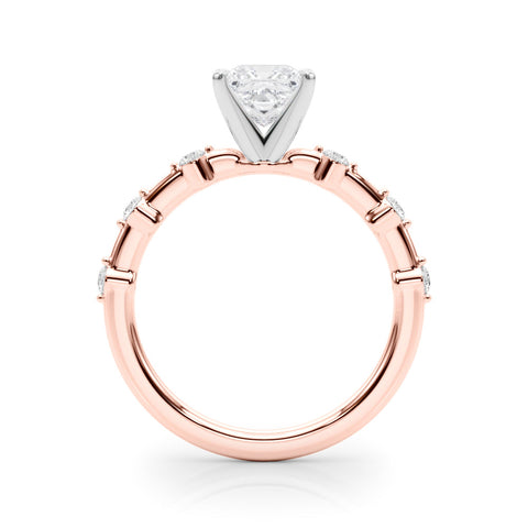 Rose gold Princess Solitaire Diamond Ring with Bezel Set Side Stones and Prong Setting