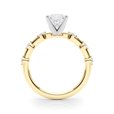 Yellow gold Princess Solitaire Diamond Ring with Bezel Set Side Stones and Prong Setting