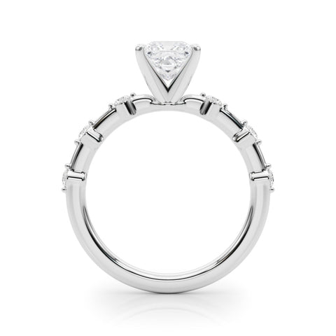 White gold Princess Solitaire Diamond Ring with Bezel Set Side Stones and Prong Setting