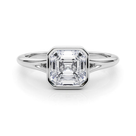 Platinum Bezel Set Emerald Cut Solitaire Ring