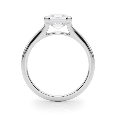Platinum Bezel Set Emerald Cut Solitaire Ring