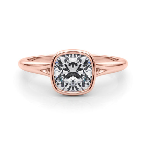 Rose gold Bezel Set Cushion Cut Solitaire Ring