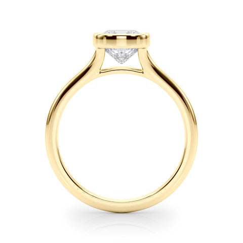 Yellow gold Bezel Set Cushion Cut Solitaire Ring