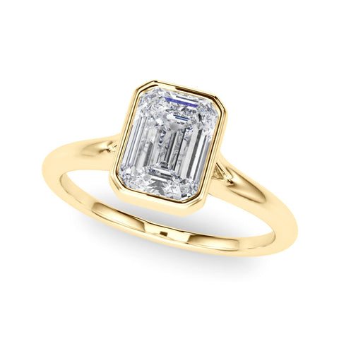 Yellow gold Bezel Set Radiant Cut Solitaire Ring with Tapered Band