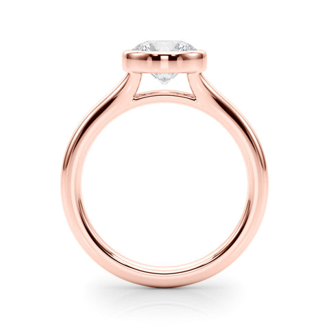 Rose gold Bezel Set Round Solitaire Diamond Ring with Smooth Band