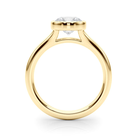 Yellow gold Bezel Set Round Solitaire Diamond Ring with Smooth Band