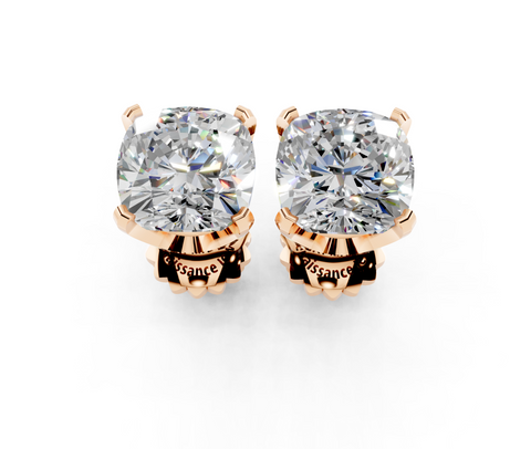Rose gold Cushion Brilliant Diamond Stud Earring