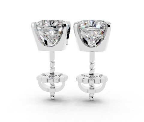 Silver Cushion Brilliant Diamond Stud Earrings
