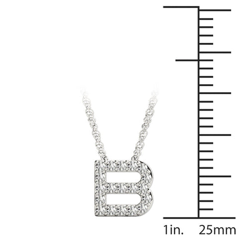 White gold Pavé Round Diamond Prong-Set Initial Pendant