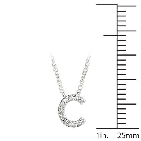 White gold Round Diamond Pavé C Pendant Necklace