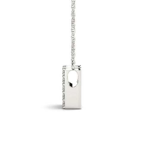 White gold Pavé Round Brilliant Prong Set Initial Pendant