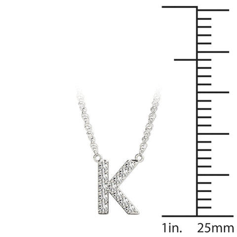 White gold Pavé Round Prong Set Initial Pendant