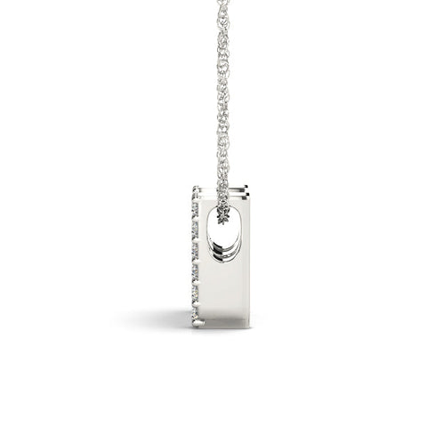 White gold Pavé Round Diamond Initial Pendant with Shared Prong Setting