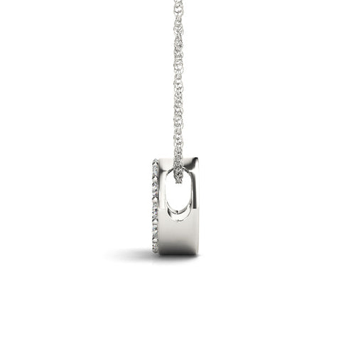 White gold Round Pavé Diamond Circle Pendant