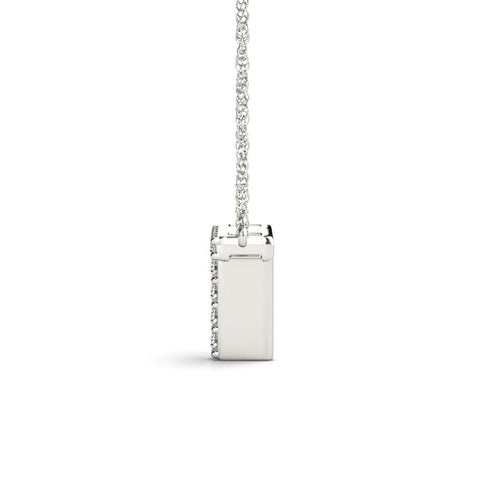 White gold Pavé Round Diamond Prong Set Pendant