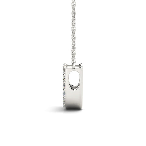 White gold Pavé Round Diamond Prong Set U Pendant