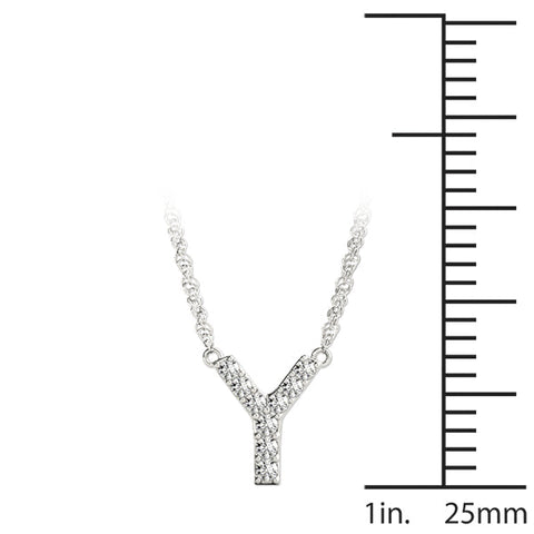 White gold Pavé Round Diamond Prong Initial Pendant