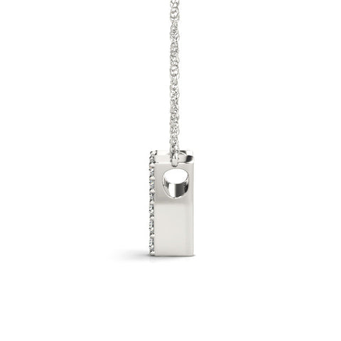 White gold Pavé Round Diamond Prong Initial Pendant