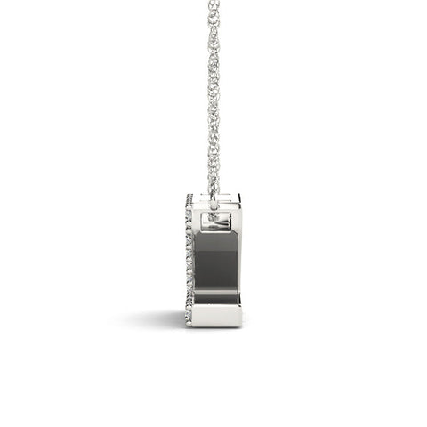 White gold Pavé Round Diamond Prong Set Initial Pendant