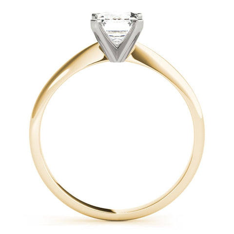 Yellow gold Radiant Cut Solitaire Ring with Four-Prong Setting on a Classic Band