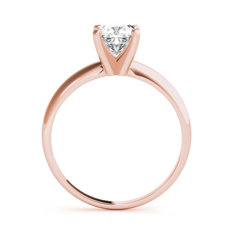Rose gold Trillion Cut Solitaire Engagement Ring with Round Band and Four-Prong Setting
