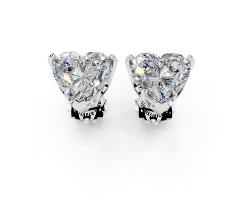 White gold Heart Brilliant Diamond Stud Earrings