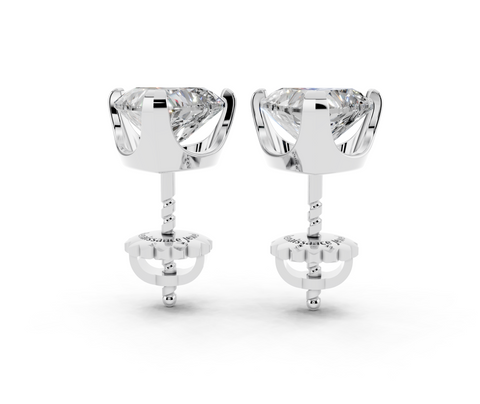 Silver Heart Brilliant Diamond Stud Earrings