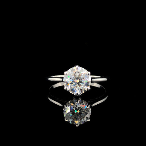 Rose gold Round Solitaire Cathedral Diamond Ring with Six-Prong Setting