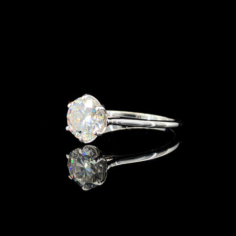 Yellow gold Round Solitaire Cathedral Diamond Ring with Six-Prong Setting
