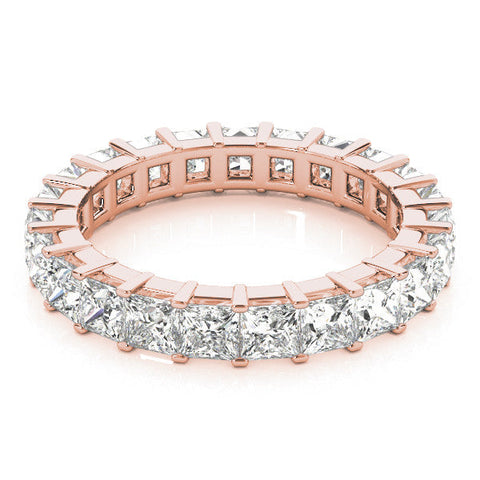 Rose gold Princess Cut Diamond Eternity Band with Channel Setting and Shared Prong
