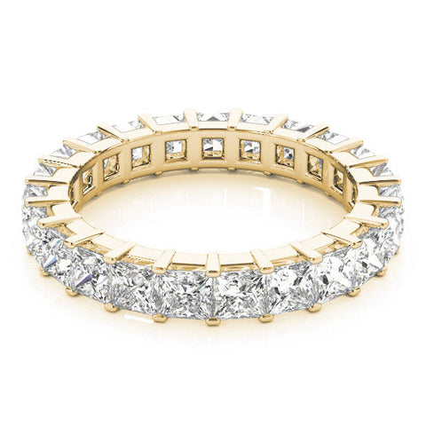 Yellow gold Princess Cut Diamond Eternity Band with Channel Setting and Shared Prong