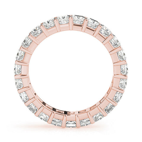 Rose gold Princess Cut Diamond Eternity Band with Channel Setting and Shared Prong