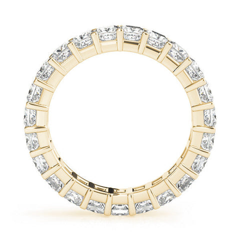 Yellow gold Princess Cut Diamond Eternity Band with Channel Setting and Shared Prong