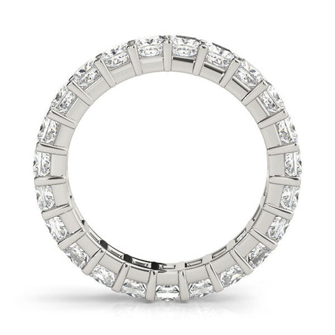 Platinum Princess Cut Diamond Eternity Band with Channel Setting and Shared Prong