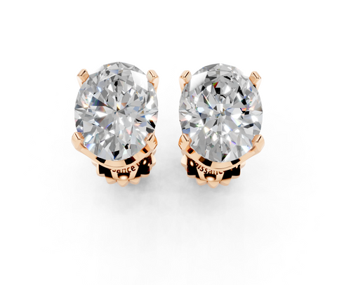 Rose gold Oval Brilliant Diamond Stud Earring