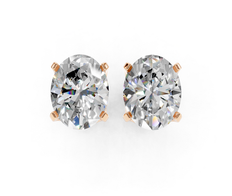 Rose gold Oval Brilliant Diamond Stud Earring