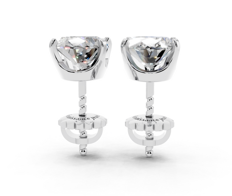 Silver Oval Brilliant Diamond Stud Earrings