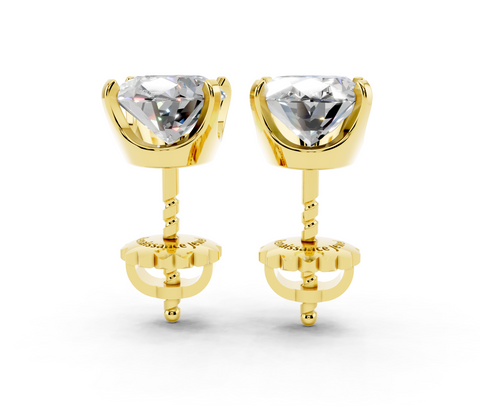 Yellow gold Oval Brilliant Diamond Stud Earrings