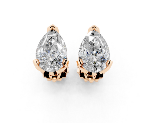 Rose gold Pear Brilliant Diamond Stud Earring