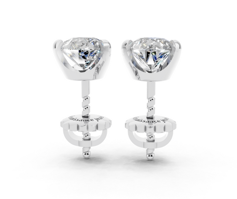 Silver Pear Brilliant Diamond Stud Earrings