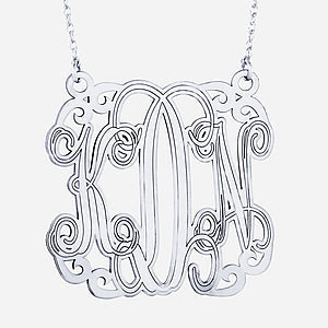 White gold Monogram Pendant Necklace